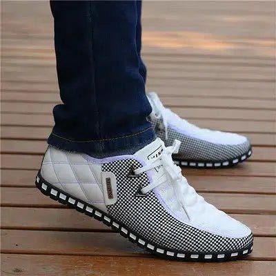 Men Leather Shoes Fall Casual Shoes Breathable Light Weight White Sneakers-Sole Feat