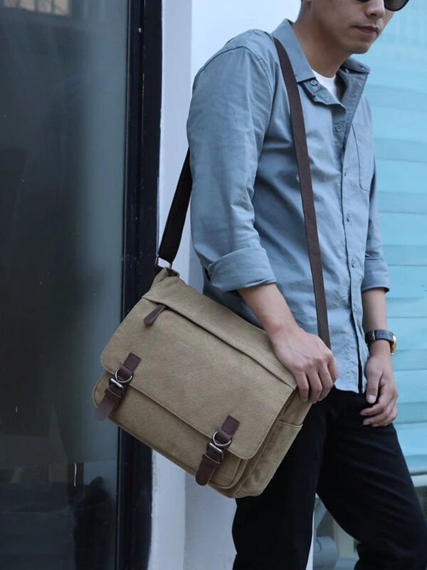 Canvas Laptop Shoulder Bag Messenger Bag Men Casual Crossbody Bags School Bookbag-Sole Feat