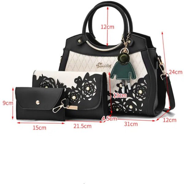 2024 Female Composite Bags Hollow Out Ombre Handbag Floral Print Shoulder Bag Ladies Pu Leather Casual Tote Bags Vintage Bolsa-Solefeat