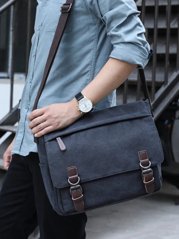 Canvas Laptop Shoulder Bag Messenger Bag Men Casual Crossbody Bags School Bookbag-Sole Feat