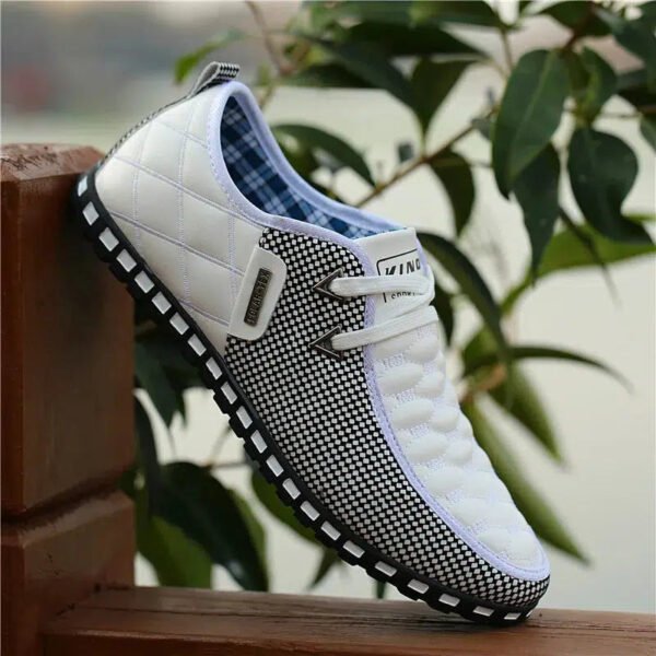 Men Leather Shoes Fall Casual Shoes Breathable Light Weight White Sneakers-Sole Feat