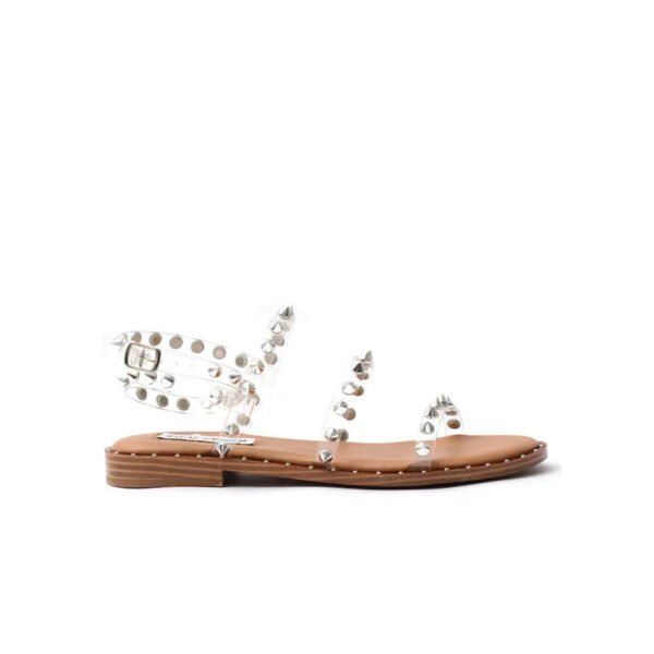 Women's Sandals Summer 2023 Rivet Shoes Lightweight Non-Slip Women's Fashion Transparent Designer Studded Sandals Flat-Solefeat