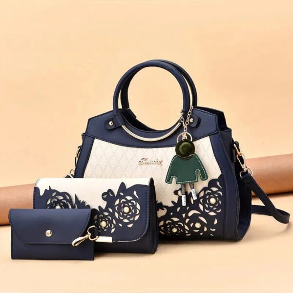 2024 Female Composite Bags Hollow Out Ombre Handbag Floral Print Shoulder Bag Ladies Pu Leather Casual Tote Bags Vintage Bolsa-Solefeat