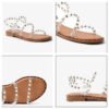 Women's Sandals Summer 2023 Rivet Shoes Lightweight Non-Slip Women's Fashion Transparent Designer Studded Sandals Flat-Solefeat