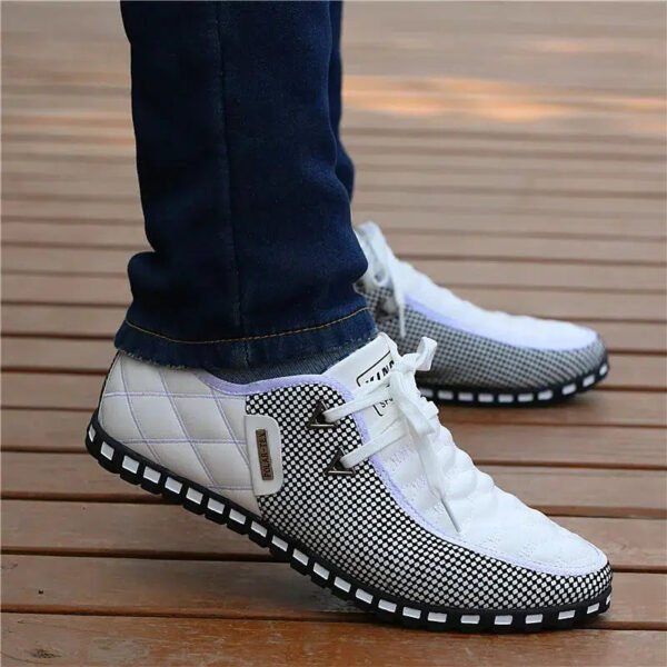 Men Leather Shoes Fall Casual Shoes Breathable Light Weight White Sneakers-Sole Feat