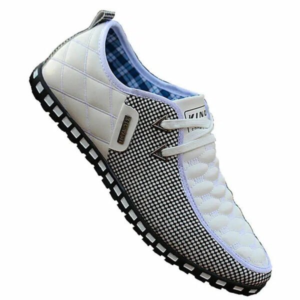 Men Leather Shoes Fall Casual Shoes Breathable Light Weight White Sneakers-Sole Feat