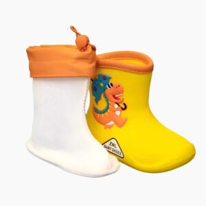 Removable Plush Rain Boots Toddler Waterproof Children Shoes Eva Lightweight Warm Kids Water Shoes For Four Seasons-Sole Feat