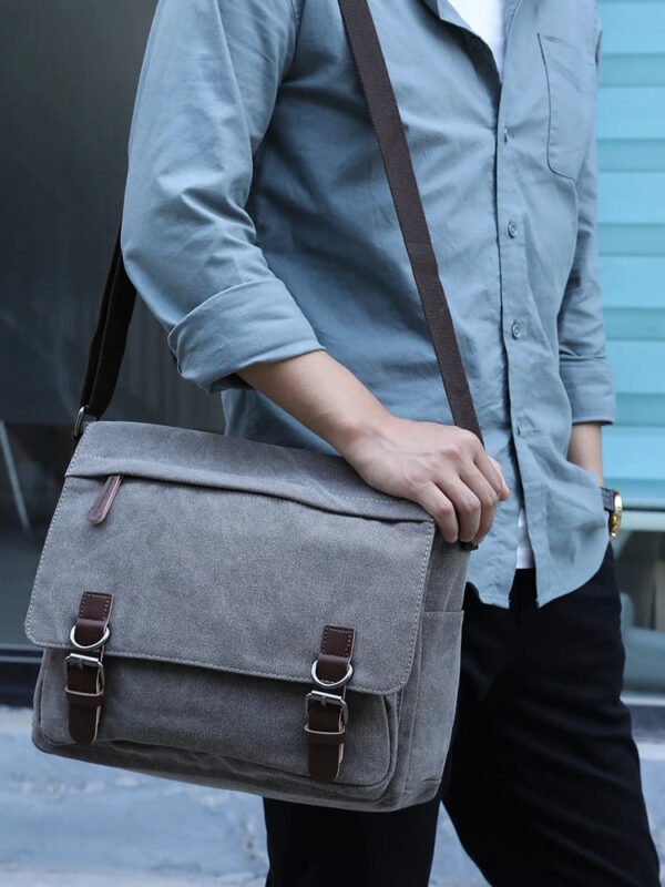 Canvas Laptop Shoulder Bag Messenger Bag Men Casual Crossbody Bags School Bookbag-Sole Feat