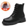 New Thick Sole Versatile Casual Martin Boots Winter Women's Plush Warm Boots Seasonal Single Shoe Lace Up Short Boots 35-41-Solefeat