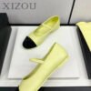 2024 New Cute Style Single Layer Shoes Genuine Leather Flats and Loose Toe Mary Jane Shoes Colorful Block Round Toe Ballet Shoes-Solefeat