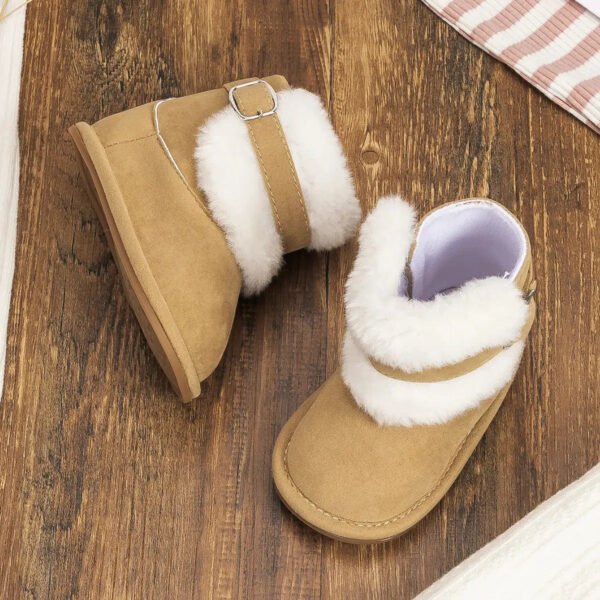 KIDSUN Newborn Baby Boots Winter Warm Girls Boys Baby Toddler Shoes First Walkers Infant Soft Sole Fur Snow Booties for 0-18M-Sole Feat