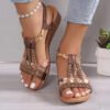 Women's Wedge Sandals Summer Bohemia Rhinestones Casual Platform Sandals-Women's Shoes-Solefeat