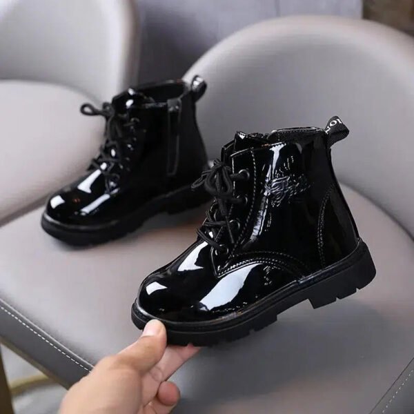 botas Boys Ankle Boots 2023Spring Autumn Children's Sneakers Girls' Shoes Fashion Lacquer Leather Short Boots Kids Shoes ботинки-Sole Feat