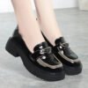 Chunky Loafers Lolita Mary Jane loafers Shoes Woman Spring Platform Loafers Vintage Soft Slip On Black Single Shoes-Solefeat