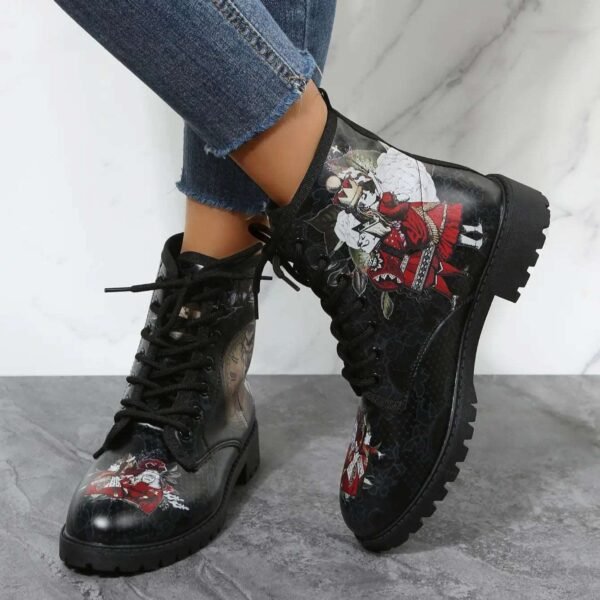 Girls Printed Lace-Up Martin Boots Women's Casual Boots-Women's Shoes-Solefeat