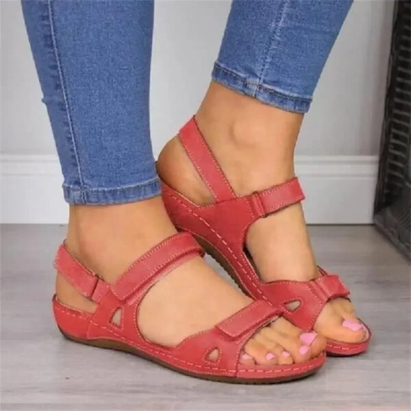 Women Sandals Flat shoes 2024 Summer Solid color Shoes Open Toe Women Shoes Hook Loop Casual Platform Plus Size Ladies Sandals-Solefeat