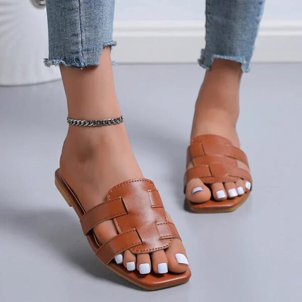 Women's Shoes on Sale 2024 Basic Women's Slippers Hot Sale Casual Slippers Women Flat with Square Toe Open Toe Brand Shoes Women-Solefeat