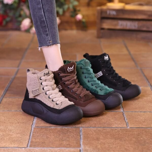 Women's New Ugly and Cute Big Head Fashion Mid Top Breathable Casual Retro Martin Boots-Solefeat