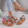 Women's Wedge Sandals Summer Bohemia Rhinestones Casual Platform Sandals-Women's Shoes-Solefeat