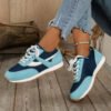 2024Women's Spring New Mesh Breathable Wedge Comfortable Sports Shoes Fashion Color Matching Lace Up Vulcanized Shoes Zapatillas-Solefeat