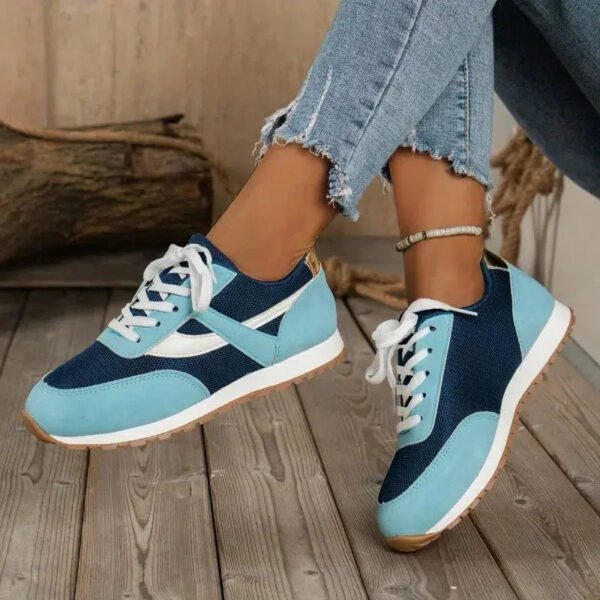 2024Women's Spring New Mesh Breathable Wedge Comfortable Sports Shoes Fashion Color Matching Lace Up Vulcanized Shoes Zapatillas-Solefeat