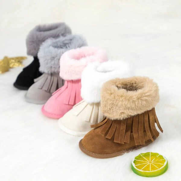 KIDSUN Newborn Baby Boots Winter Warm Girls Boys Baby Toddler Shoes First Walkers Infant Soft Sole Fur Snow Booties for 0-18M-Sole Feat