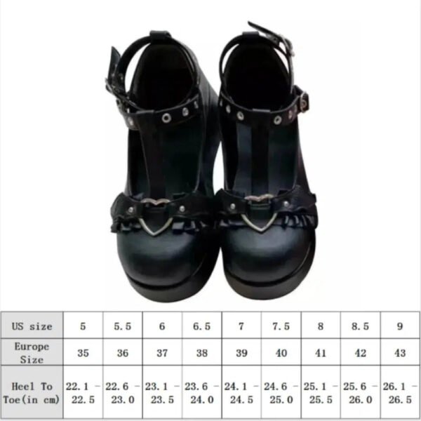 new Sweet Heart Buckle Wedges Mary Janes Women Pink T-Strap Chunky Platform Lolita Shoes Woman Punk Gothic Cosplay Shoes 43-Solefeat