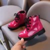 botas Boys Ankle Boots 2023Spring Autumn Children's Sneakers Girls' Shoes Fashion Lacquer Leather Short Boots Kids Shoes ботинки-Sole Feat