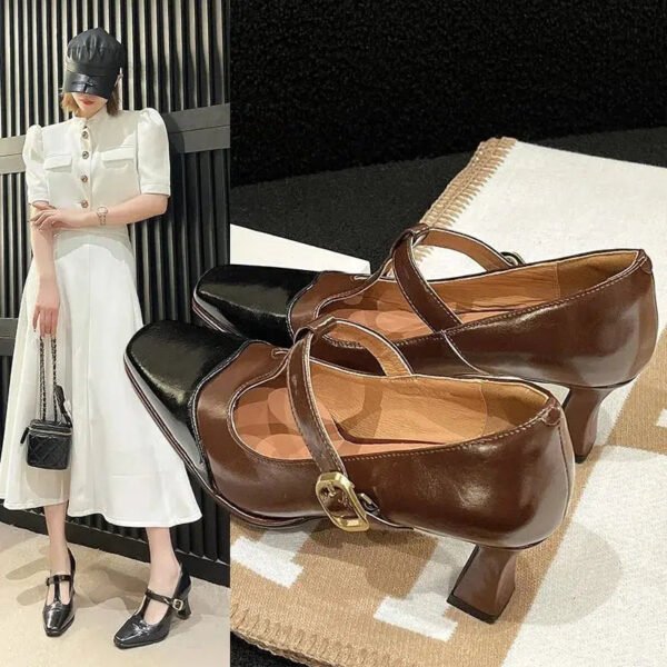 2024 Summer New Women's High Heels Fashion Square Toe Light Mary Jane Women's Elegant High Heel Shoes Mary Jane Shoes-Solefeat