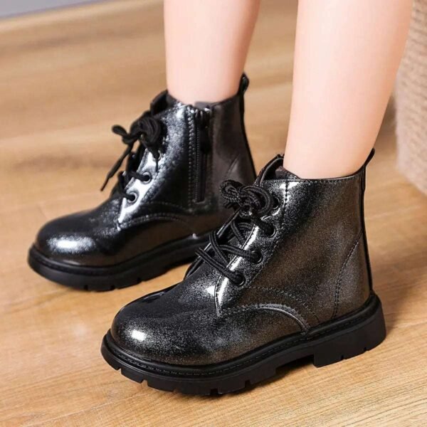 botas Boys Ankle Boots 2023Spring Autumn Children's Sneakers Girls' Shoes Fashion Lacquer Leather Short Boots Kids Shoes ботинки-Sole Feat