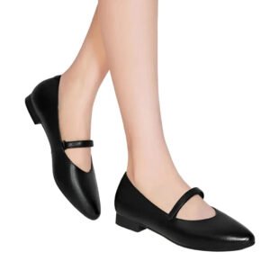 2024 Retro Women's Pumps Soft Genuine Leather Single Shoes Fashion Shallow Buckle Mary Jane Heels Low Square Heel Daily Pumps-Solefeat