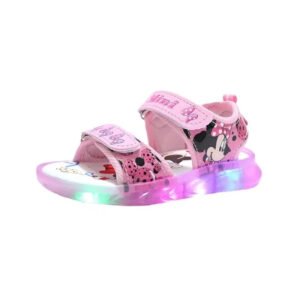 Disney Mickey Minnie LED Light Casual Sandals Girls Sneakers Princess Outdoor Shoes Children's Luminous Glow Baby Kids Sandals-Sole Feat