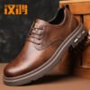 Hanhong leather shoes, men's spring British style work shoes, Martin boots, formal casual large toe thick soled men's leather sh-Solefeat