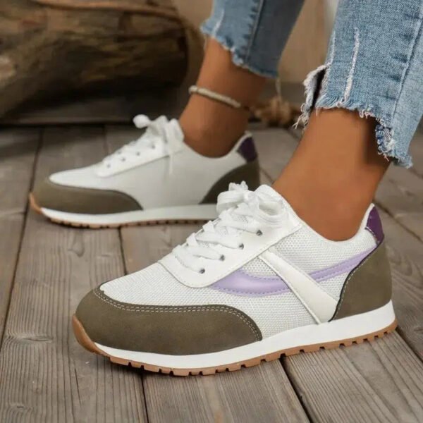 2024Women's Spring New Mesh Breathable Wedge Comfortable Sports Shoes Fashion Color Matching Lace Up Vulcanized Shoes Zapatillas-Solefeat