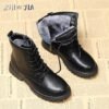 New Thick Sole Versatile Casual Martin Boots Winter Women's Plush Warm Boots Seasonal Single Shoe Lace Up Short Boots 35-41-Solefeat