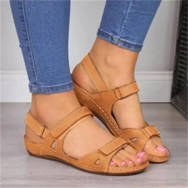 Women Sandals Flat shoes 2024 Summer Solid color Shoes Open Toe Women Shoes Hook Loop Casual Platform Plus Size Ladies Sandals-Solefeat