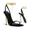 Women High Heels 2023 Summer Square Toe Slingbacks Women Heeled Sandals Sexy Dress Party Thin Heels Shoes Sandalias Femininas-Sole Feat