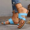 Womens Leather Cover Toe Slipper Fashion Summer Flat Sandals-Women's Shoes-Solefeat