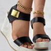 Women's Sandals Colorblock Peep Toe Wedge Summer Sandals-Women's Shoes-Solefeat