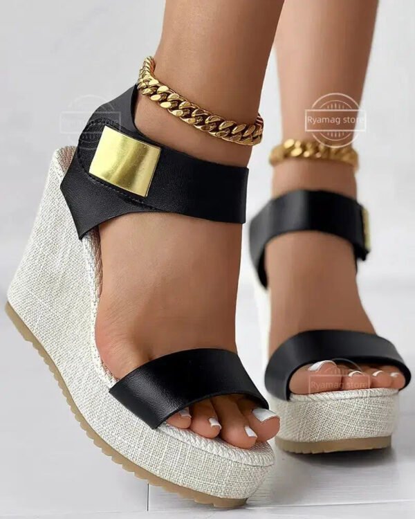 Women's Sandals Colorblock Peep Toe Wedge Summer Sandals-Women's Shoes-Solefeat