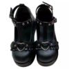 new Sweet Heart Buckle Wedges Mary Janes Women Pink T-Strap Chunky Platform Lolita Shoes Woman Punk Gothic Cosplay Shoes 43-Solefeat