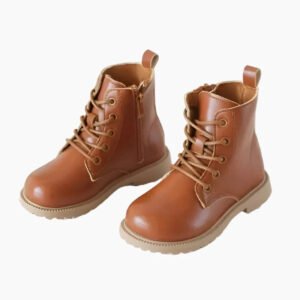 Kids Shoes for Girls Boots Fashion Solid Color Boys Leather Shoes Spring Autumn Children Student Boots-Sole Feat