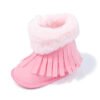 KIDSUN Newborn Baby Boots Winter Warm Girls Boys Baby Toddler Shoes First Walkers Infant Soft Sole Fur Snow Booties for 0-18M-Sole Feat