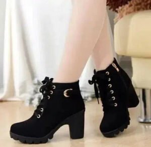 Winter High Heeled Women Boots Cross Straps Short Boots Comfortable Waterproof Boots Warm Plus Size 42 Botas Femininas-Solefeat