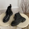 2024 New Women Martin Boots Casual Shoes Female Leather Chelsea Boots Ladies Classic Punk Woman Shoes High Heels Platform Boots-Solefeat