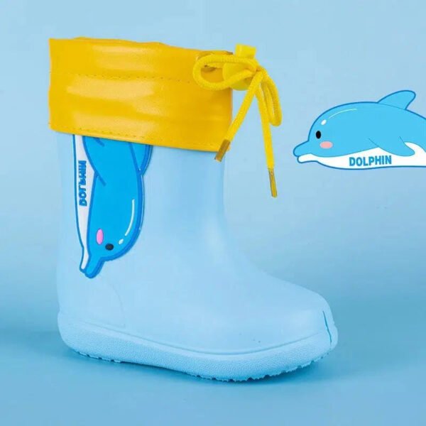 Cute Cartoon Baby Boy Girl Rain Water Shoes Boot Covers Protect Portable Antiskid Children Toddler Rubber Waterproof Boots Kids-Sole Feat