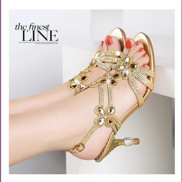 Summer High Heel Sandals Women's New Bohemian Diamond Inlaid Buckle Stiletto Shoes Elegant Fashion Roman Beach Shoes-Solefeat