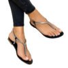 Popular Beach Sandals Flat Footwear Flip Flops Sandals Rhinestone Toe Separator Sandals-Solefeat