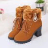 Faux Fur Winter Ankle Boots For Women Plush Thick Warm High Heel Female Martin Boots Party Wedding Footwear Elegant Shoes-Solefeat