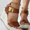 Women's Sandals Colorblock Peep Toe Wedge Summer Sandals-Women's Shoes-Solefeat